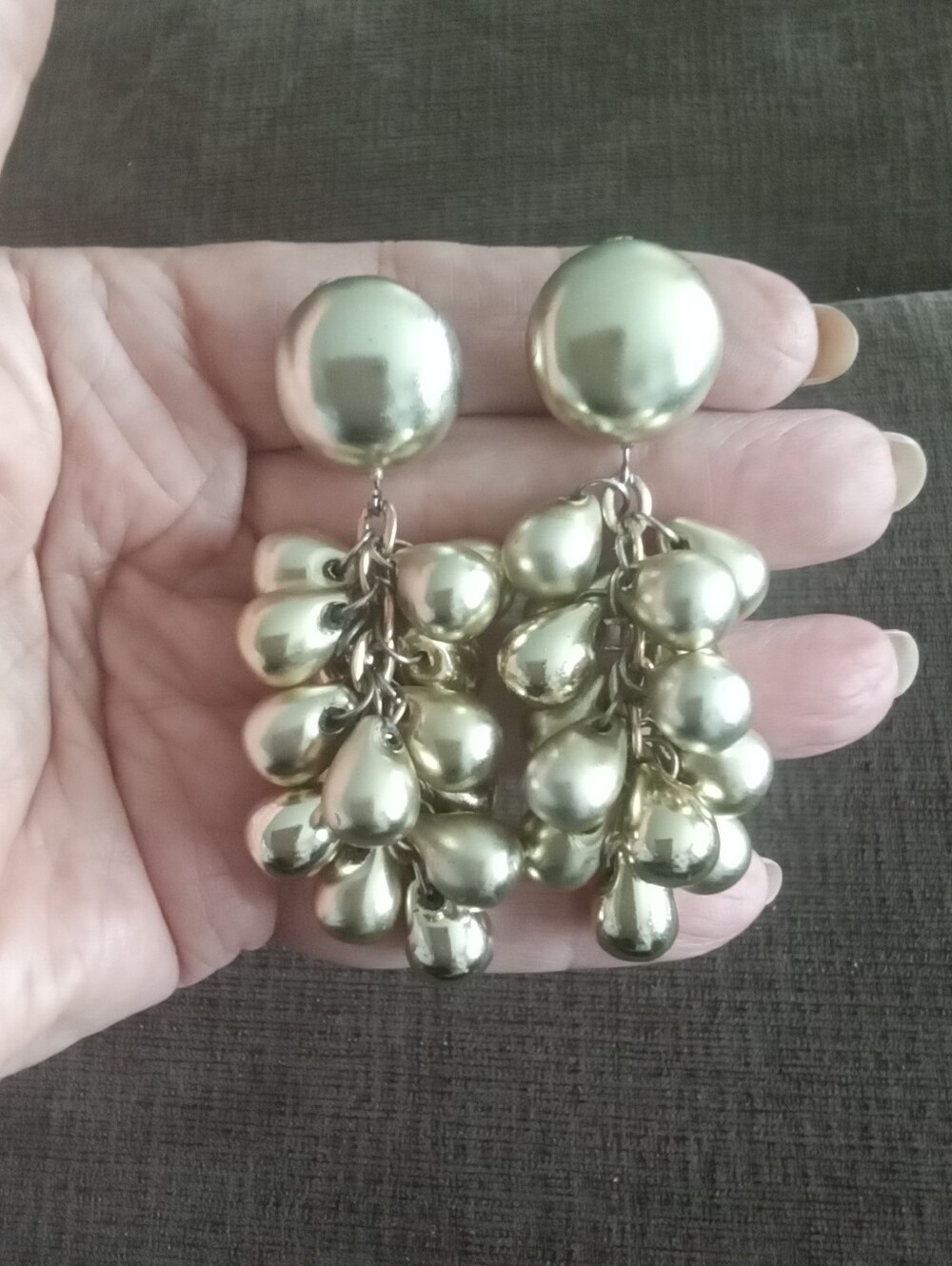 Cluster Drop Dangle Clip Earrings